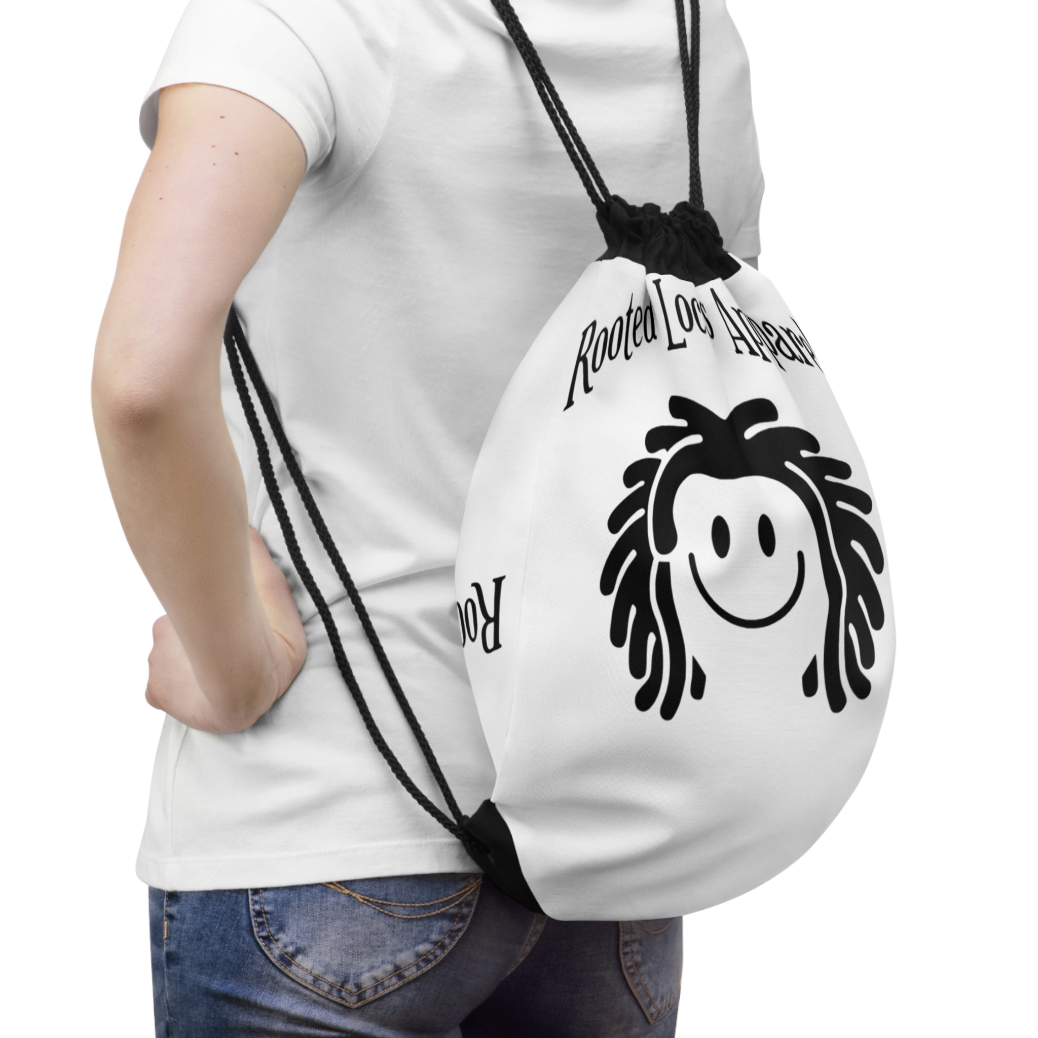 Rooted Locs Apparel Drawstring Bag — Smiley Dreadlocks Gym Sack